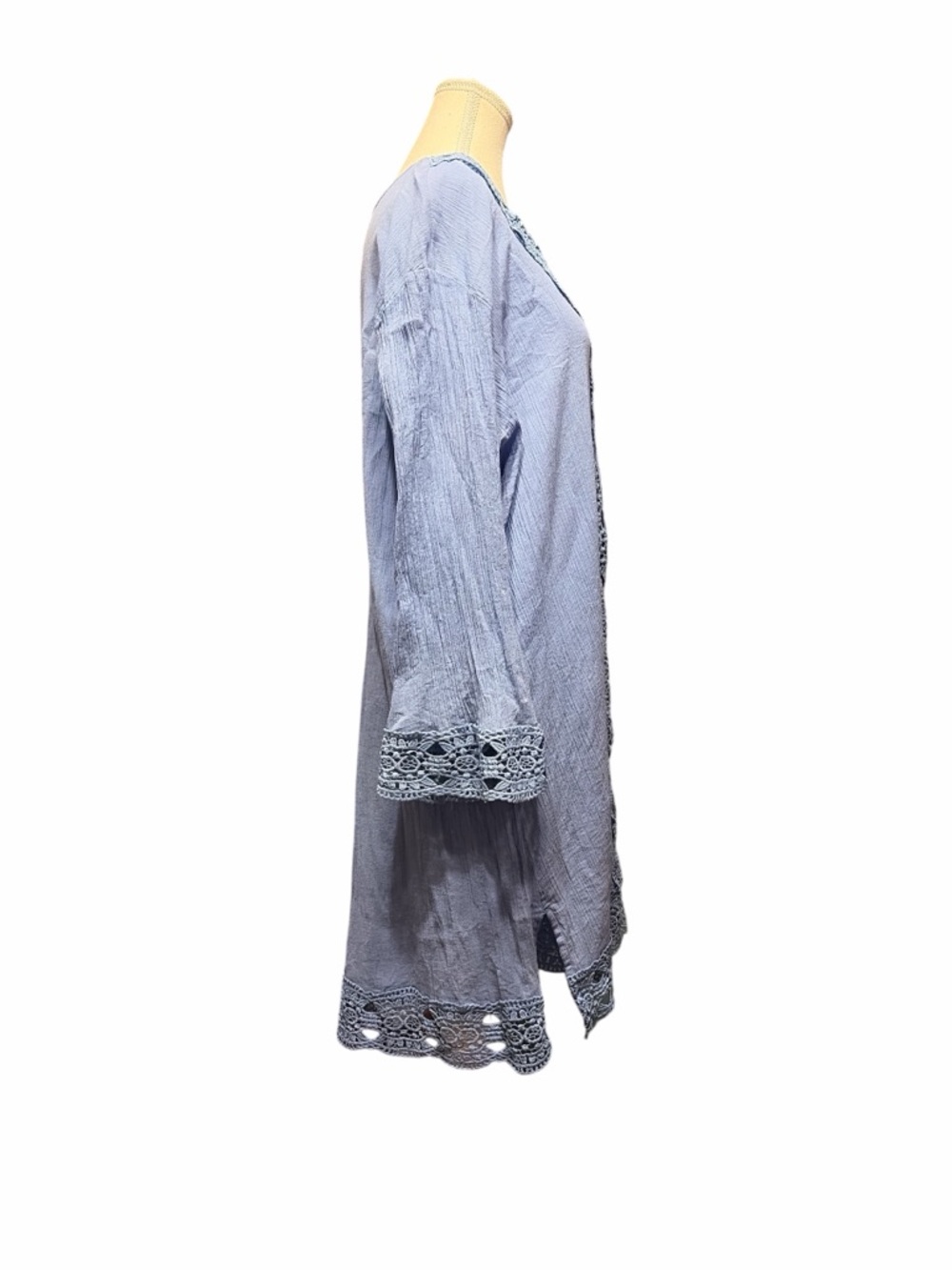 Isaac Mizrahi Light Blue Crochet-Trim Swim Coverup - Picture 4 of 8